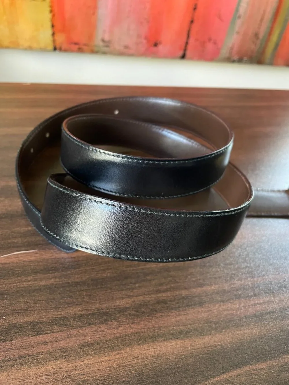 Christian Dior Vintage Reversible Leather Belt — Black, Sz 42, Italy